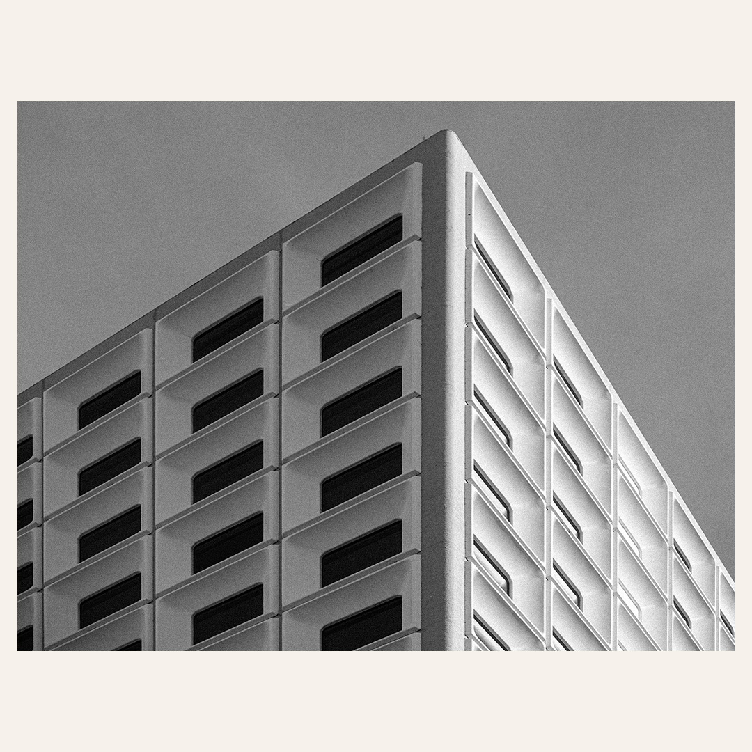 InterContinental Perth City Centre facade corner in black and white